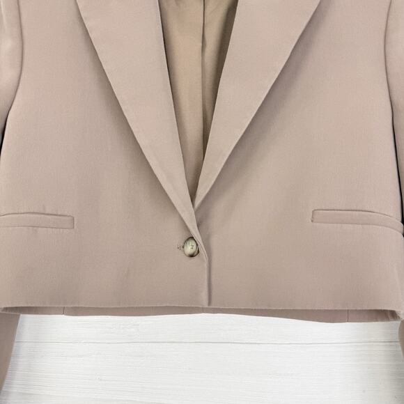 Zara Cropped Blazer Women XS Taupe Boxy Fit Preppy Academia Neutral Tailored - Picture 4 of 15